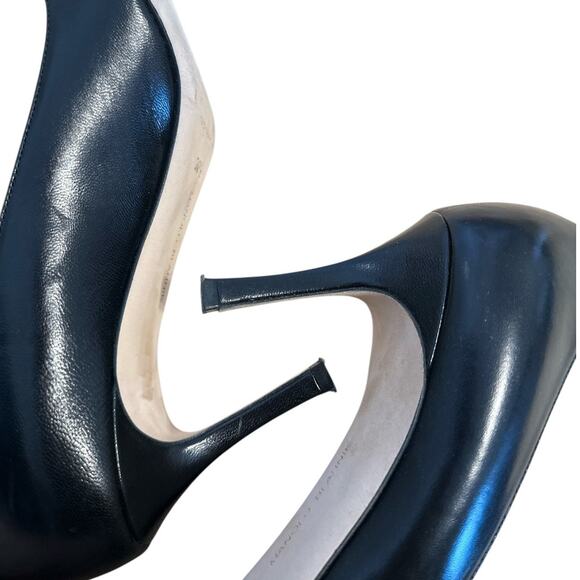 Manolo Blahnik BB Black Leather Pointed Toe High Heel Pump 39.5 - Picture 7 of 11